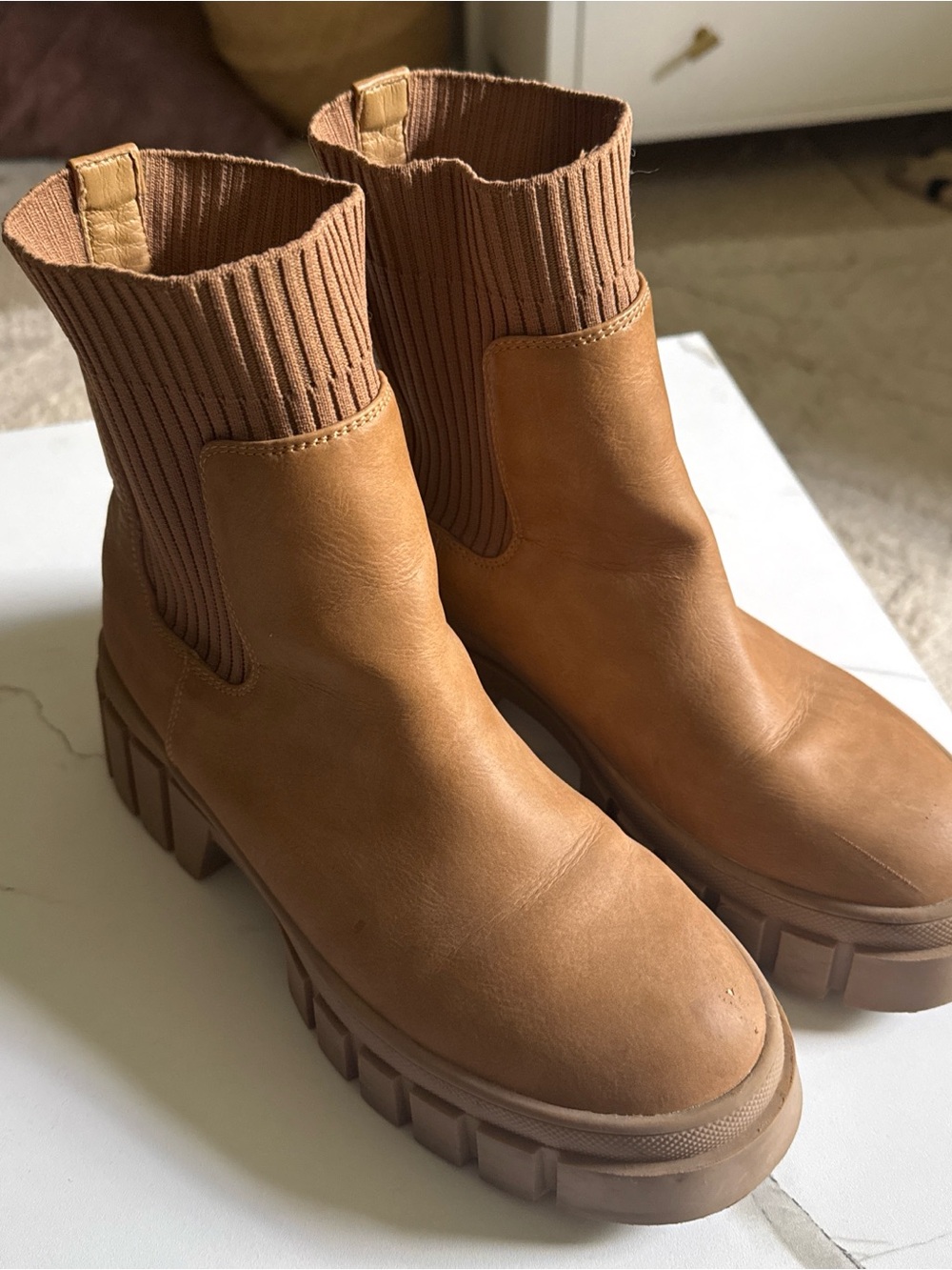 DV by Dolce Vita Cognac Chunky Chelsea Ankle Boots